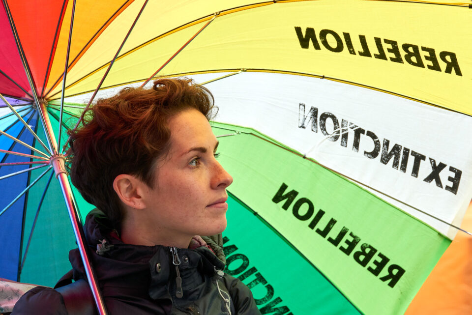 Professional portrait photography of an Extinction Rebellion activist in London